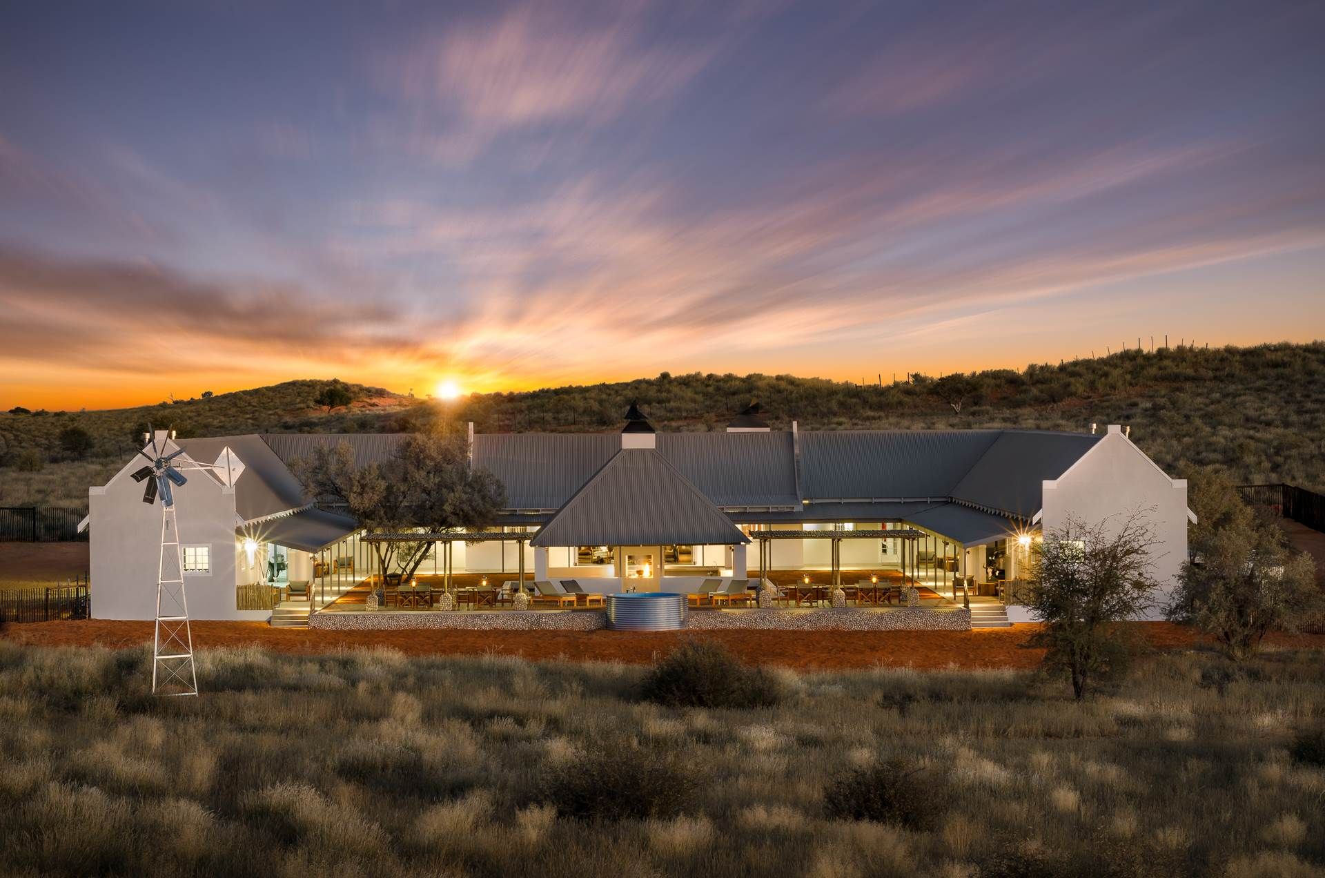 The farmstead at sunset — Kalahari Farmstead & Cottage