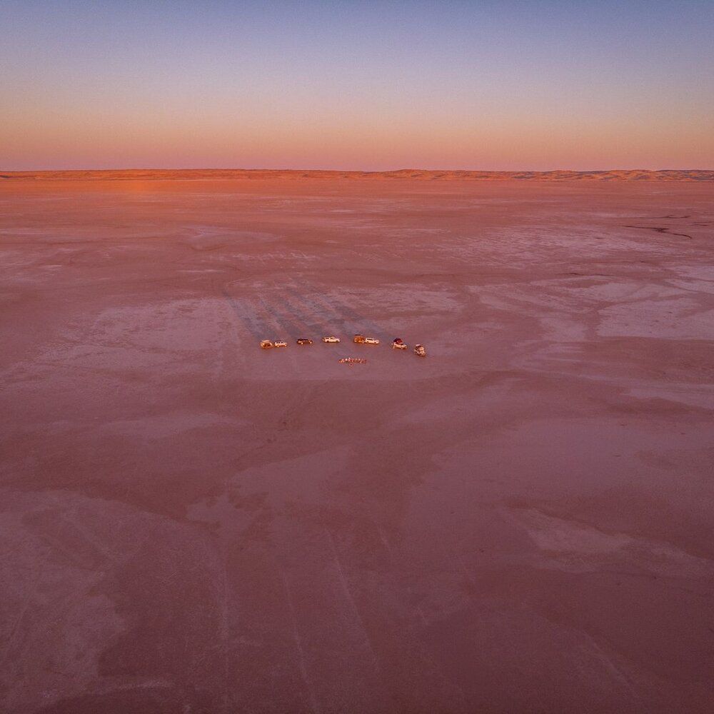 The salt pan at Koppieskraal turning pink at last light